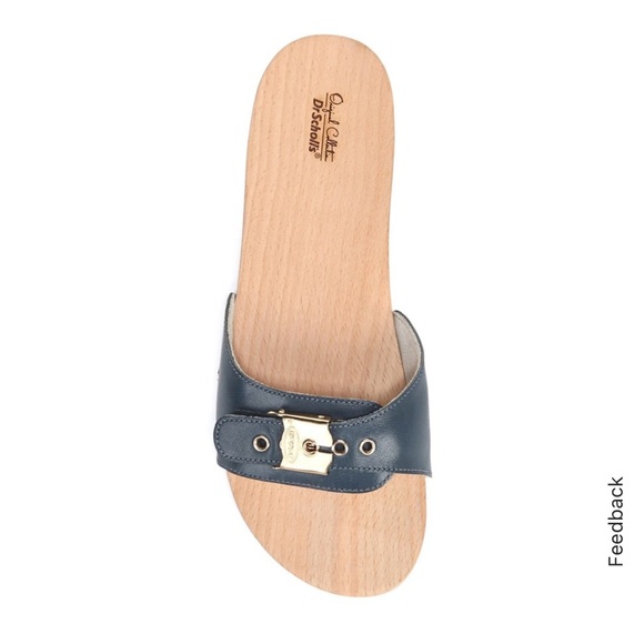 Dr Scholls Original Collection size 7 (38) Wood Clog Sandal in Blue Leather - Picture 3 of 13